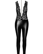 F298 Deep-V-Catsuit von Noir Handmade - S / schwarz - Bodystocking/Catsuit