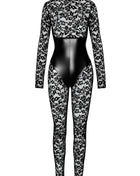 F299 Bodystocking mit Unterbrust-Corsage von Noir Handmade - S / Black - Bodystocking-Ouvert
