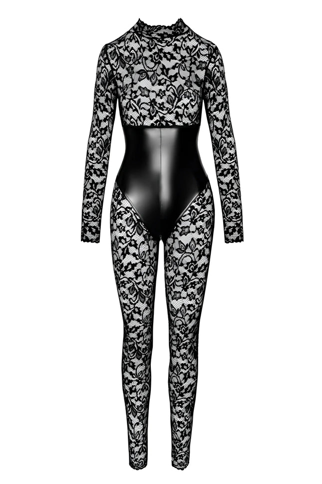 F299 Bodystocking mit Unterbrust-Corsage von Noir Handmade - S / Black - Bodystocking-Ouvert