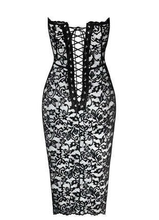 F301 halblanges Corsagen-Kleid aus Spitze von Noir Handmade - halblanges Kleid