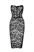 F301 halblanges Corsagen-Kleid aus Spitze von Noir Handmade - S / schwarz - halblanges Kleid