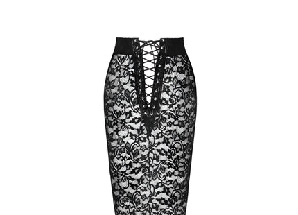 F302 halblanger Rock aus Spitze von Noir Handmade - halblanger Rock