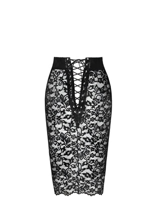 F302 halblanger Rock aus Spitze von Noir Handmade - halblanger Rock