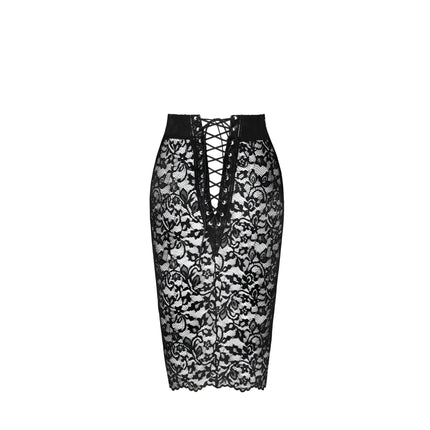 F302 halblanger Rock aus Spitze von Noir Handmade - halblanger Rock
