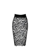 F302 halblanger Rock aus Spitze von Noir Handmade - S / schwarz - halblanger Rock