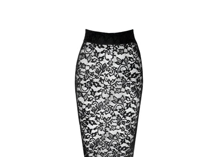 F302 halblanger Rock aus Spitze von Noir Handmade - S / schwarz - halblanger Rock