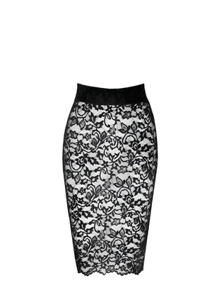F302 halblanger Rock aus Spitze von Noir Handmade - S / schwarz - halblanger Rock
