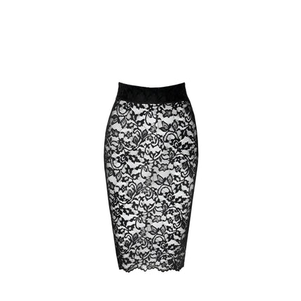 F302 halblanger Rock aus Spitze von Noir Handmade - S / schwarz - halblanger Rock