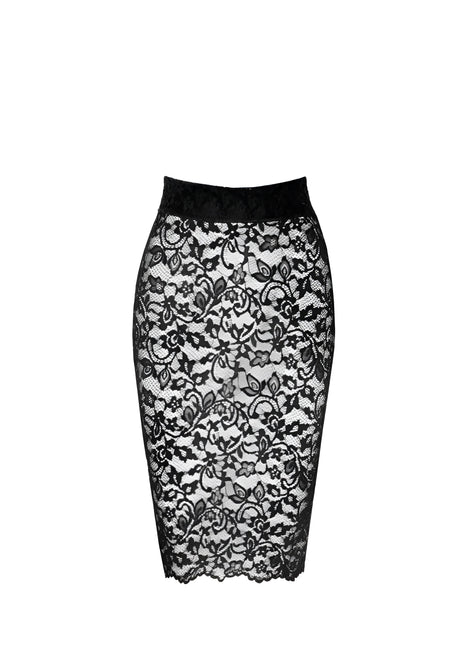 F302 halblanger Rock aus Spitze von Noir Handmade - S / schwarz - halblanger Rock