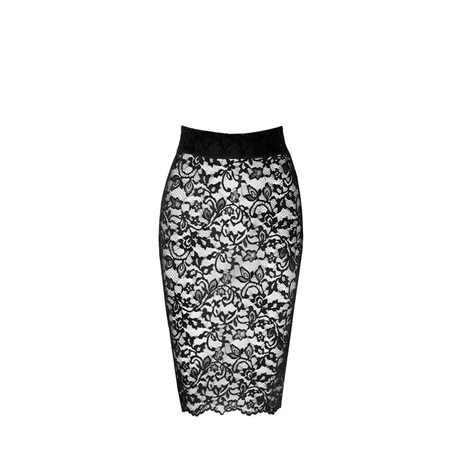 F302 halblanger Rock aus Spitze von Noir Handmade - S / schwarz - halblanger Rock