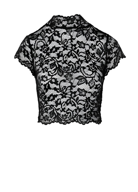 F303 bauchfreies Top aus Spitze von Noir Handmade - S / Black - Top