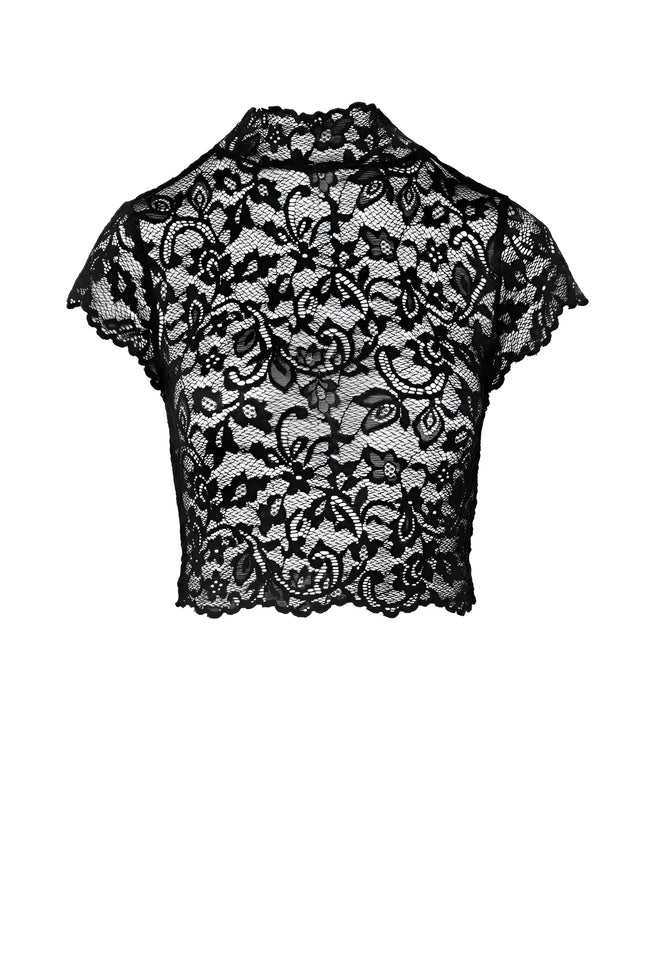 F303 bauchfreies Top aus Spitze von Noir Handmade - S / Black - Top