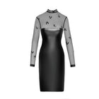 F310 halblanges Powerwetlook Kleid mit Tüll von Noir Handmade - S / schwarz - Minikleid