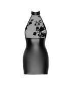 F311 Powerwetlook Minikleid mit Tüll von Noir Handmade - S / schwarz - Minikleid