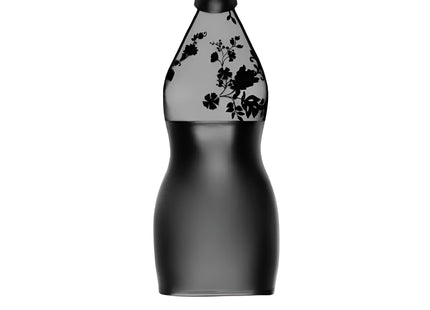 F311 Powerwetlook Minikleid mit Tüll von Noir Handmade - S / schwarz - Minikleid