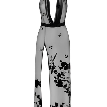 F312 langes Kleid aus Netzmaterial von Noir Handmade - S / Black - langes Kleid