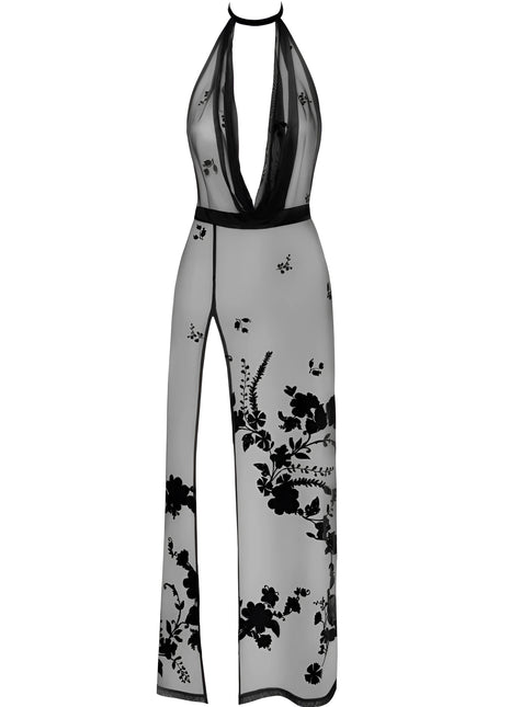 F312 langes Kleid aus Netzmaterial von Noir Handmade - S / Black - langes Kleid
