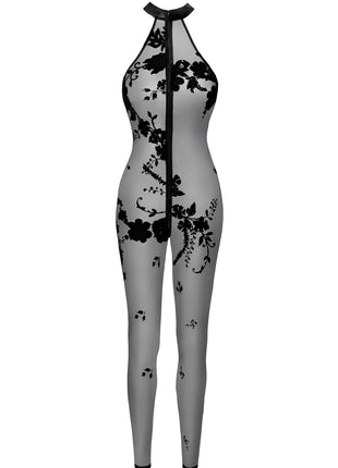 F315 Bodystocking aus Netzmaterial mit Samtaufdruck von Noir Handmade - S / Black - Overall