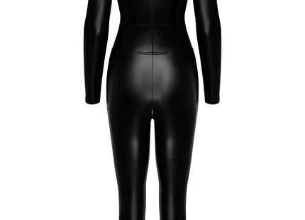F319 Powerwetlook Catsuit mit Reißverschluss und Ring von Noir Handmade - Overall