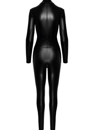 F319 Powerwetlook Catsuit mit Reißverschluss und Ring von Noir Handmade - Overall