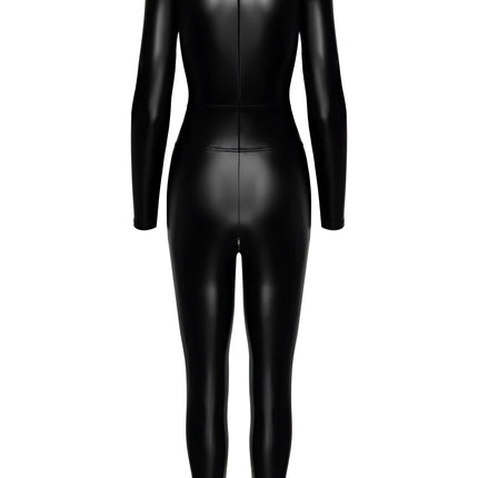 F319 Powerwetlook Catsuit mit Reißverschluss und Ring von Noir Handmade - Overall