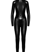F319 Powerwetlook Catsuit mit Reißverschluss und Ring von Noir Handmade - S / schwarz - Overall