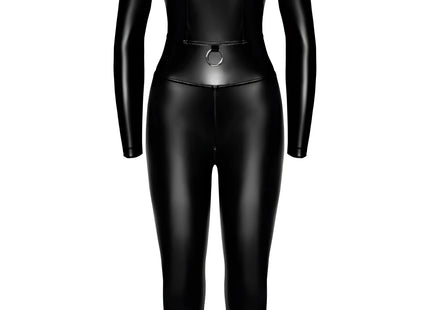 F319 Powerwetlook Catsuit mit Reißverschluss und Ring von Noir Handmade - S / schwarz - Overall
