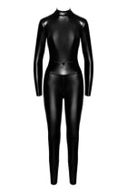 F319 Powerwetlook Catsuit mit Reißverschluss und Ring von Noir Handmade - S / schwarz - Overall