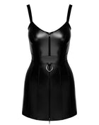 F320 Wetlook Minikleid mit Ring von Noir Handmade - S / schwarz - Minikleid