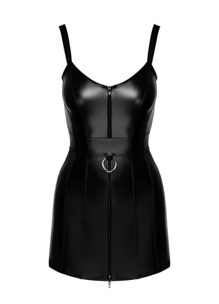 F320 Wetlook Minikleid mit Ring von Noir Handmade - S / schwarz - Minikleid