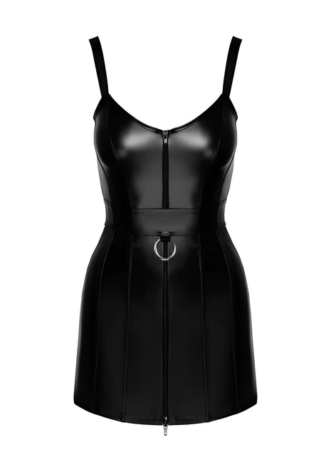 F320 Wetlook Minikleid mit Ring von Noir Handmade - S / schwarz - Minikleid