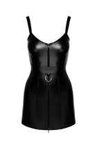 F320 Wetlook Minikleid mit Ring von Noir Handmade - S / schwarz - Minikleid