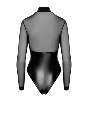 F321 Wetlook/Tüll Body mit Ringen von Noir Handmade - Bodys