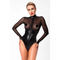 F321 Wetlook/Tüll Body mit Ringen von Noir Handmade - Bodys