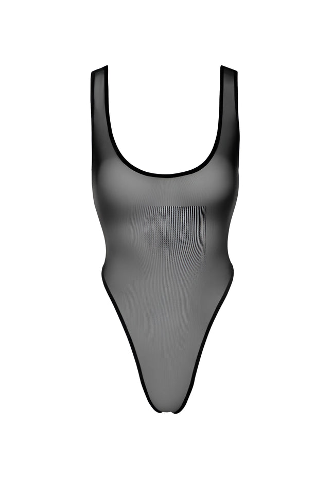 F322 Body aus Netzmaterial von Noir Handmade - S / Black - Bodys