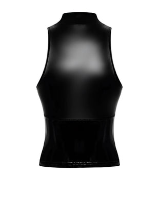 F324 Wetlook Top mit Reißverschluss von Noir Handmade - Top