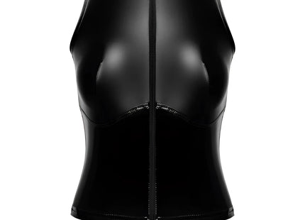 F324 Wetlook Top mit Reißverschluss von Noir Handmade - S / schwarz - Top