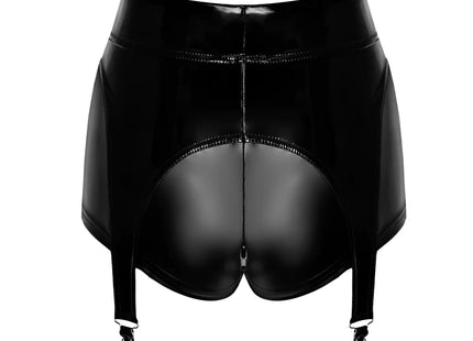 F325 Wetlook Shorts mit PVC Strumpfhaltern von Noir Handmade - Damen-Shorts