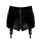 F325 Wetlook Shorts mit PVC Strumpfhaltern von Noir Handmade - S / schwarz - Damen-Shorts