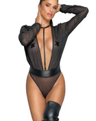 F328 Mesh body mit verstellbarem Gurt von Noir Handmade - S / schwarz - Body