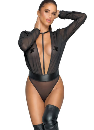 F328 Mesh body mit verstellbarem Gurt von Noir Handmade - S / schwarz - Body