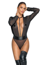 F328 Mesh body mit verstellbarem Gurt von Noir Handmade - S / schwarz - Body