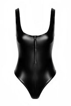 F333 Wetlook Body mit Frontreißverschluss von Noir Handmade - S / schwarz - Body