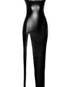 F336 langes Wetlook Kleid von Noir Handmade - S / schwarz - langes Kleid