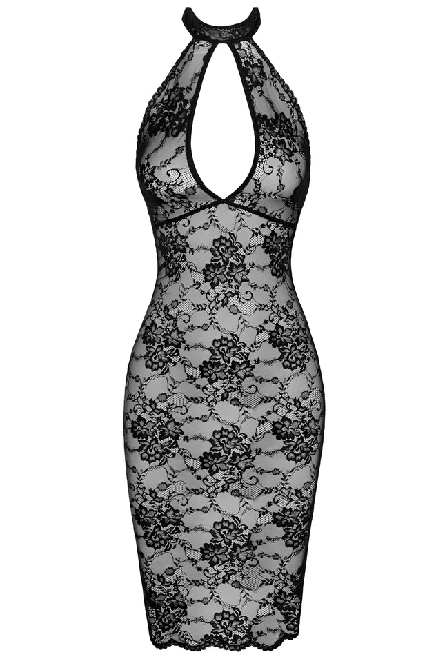 F338 halblanges Kleid aus Spitze von Noir Handmade - S / schwarz - halblanges Kleid