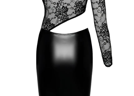 F339 halblanges Wetlook Kleid mit Spitze von Noir Handmade - halblanges Kleid
