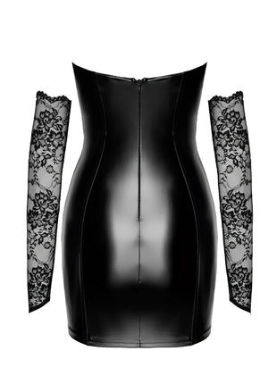 F340 Wetlook Minikleid mit Spitze von Noir Handmade - Minikleid
