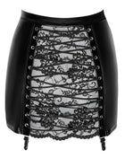 F341 Minrock mit Schnürung von Noir Handmade - S / schwarz - Minirock