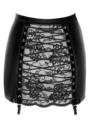 F341 Minrock mit Schnürung von Noir Handmade - S / schwarz - Minirock