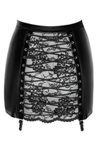 F341 Minrock mit Schnürung von Noir Handmade - S / schwarz - Minirock